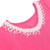 Sunny Fashion Girls Dress Lace Trim Bell Sleeve Cherry Applique Pearl A-Line Casual Size 3-8(Bright Pink)