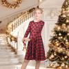 Sunny Fashion Girls Dress Unicorn Rainbow Long Sleeve Casual Dress Size 3-8(Red Black Check)