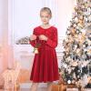 Sunny Fashion Girls Dress Unicorn Rainbow Long Sleeve Casual Dress Size 3-8(Red Sequin)