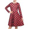 Sunny Fashion Girls Dress Unicorn Rainbow Long Sleeve Casual Dress Size 3-8(Red Black Check)