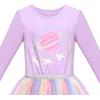 Sunny Fashion Girls Dress Long Sleeve Christmas Owl Sparkling Sequin Tulle(Purple Carousel)