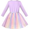 Sunny Fashion Girls Dress Long Sleeve Christmas Owl Sparkling Sequin Tulle(Purple Carousel)