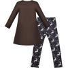Sunny Fashion Girls Outfit Set 2 Piece Cotton Heart Casual Dresss Top Pants(Brown Reindeer)
