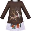 Sunny Fashion Girls Outfit Set 2 Piece Cotton Heart Casual Dresss Top Pants(Brown Reindeer)