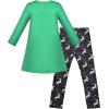 Sunny Fashion Girls Outfit Set 2 Piece Cotton Heart Casual Dresss Top Pants(Green Chimney)