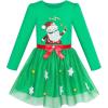 Sunny Fashion Girls Outfit Set 2 Piece Cotton Heart Casual Dresss Top Pants(Green Santa)