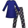 Sunny Fashion Girls Outfit Set 2 Piece Cotton Heart Casual Dresss Top Pants(Night Blue)