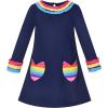 Sunny Fashion Girls Outfit Set 2 Piece Cotton Heart Casual Dresss Top Pants(Rainbow Heart)