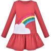 Sunny Fashion Girls Outfit Set 2 Piece Cotton Heart Casual Dresss Top Pants(Red Rainbow)
