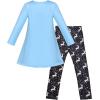 Sunny Fashion Girls Outfit Set 2 Piece Cotton Heart Casual Dresss Top Pants(Santa Ski)