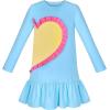 Sunny Fashion Girls Outfit Set 2 Piece Cotton Heart Casual Dresss Top Pants(Sky Blue)