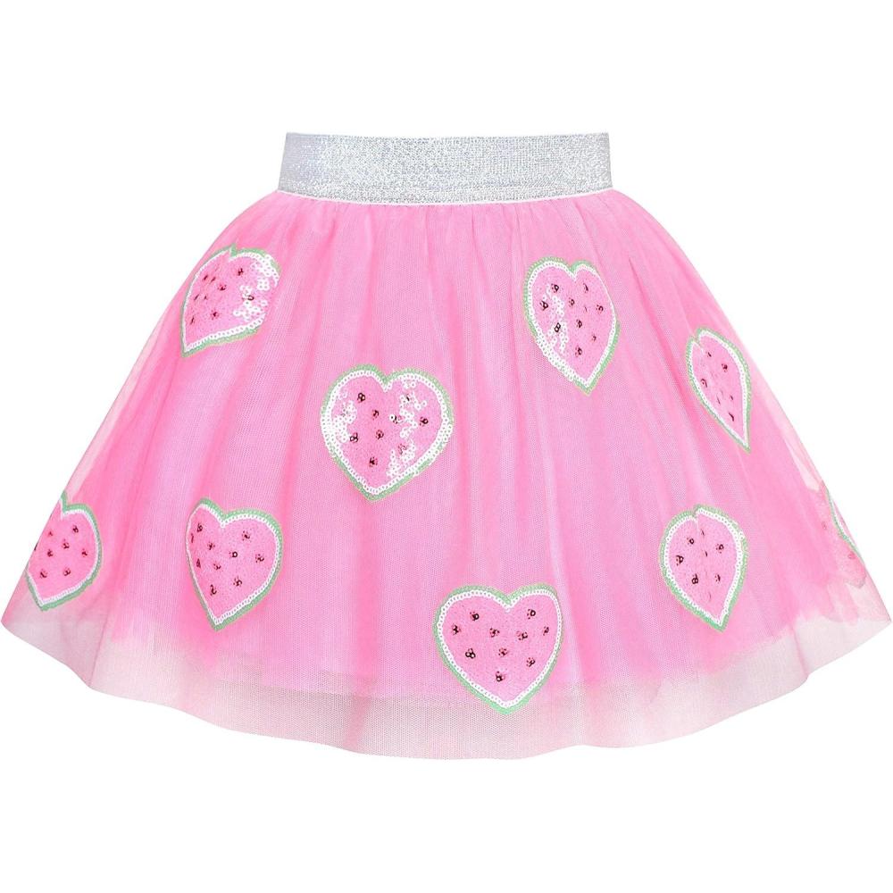 imageSunny Fashion Girls Skirt Pink Heart Sequins Sparkling Tutu Dancing Size 78