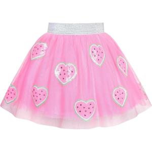 Sunny Fashion Girls Skirt Pink Heart Sequins Sparkling Tutu Dancing Size 7-8